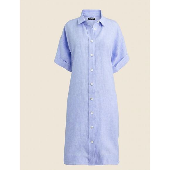NWT J.Crew Capitaine Shirtdress In Linen French Blue Size XS